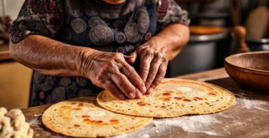 Abuela mexicana moldea tortillas con tradición