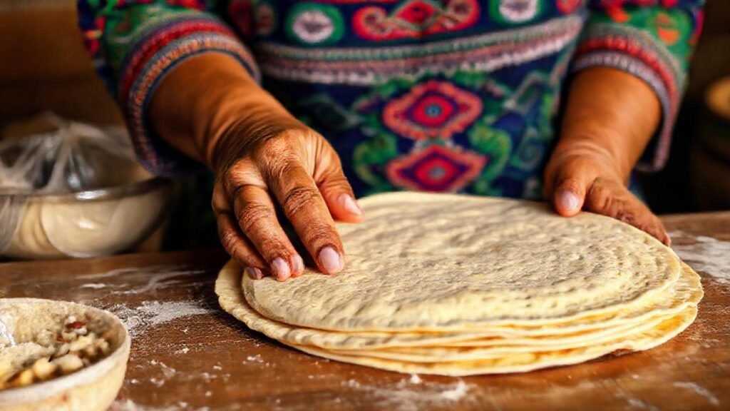 Manos mexicanas elaboran tortillas coloridas