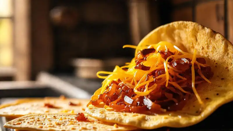 Cocina rústica: queso fundido y apetitoso