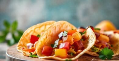 Tortillas cálidas y coloridas ofrecen alegría vegana