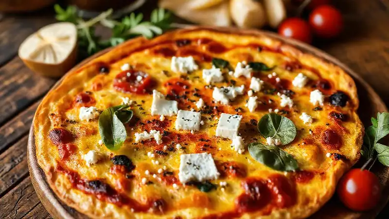 Una tortilla española apetecible y dorada