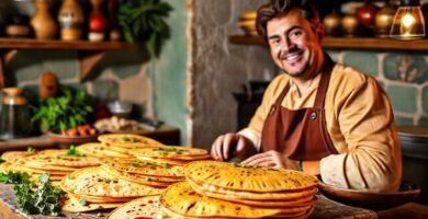 Cocina española: tortillas coloridas y feliz