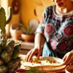 Mujer mexicana prepara tortillas coloridas y frescas