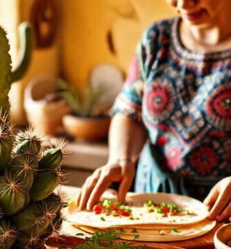 Mujer mexicana prepara tortillas coloridas y frescas