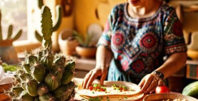 Mujer mexicana prepara tortillas coloridas y frescas