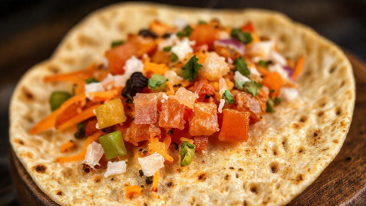 Tortilla colorida y apetitosa en estudio