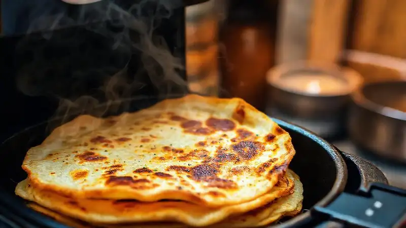Tortilla española dorada y apetitosa en aire fryer
