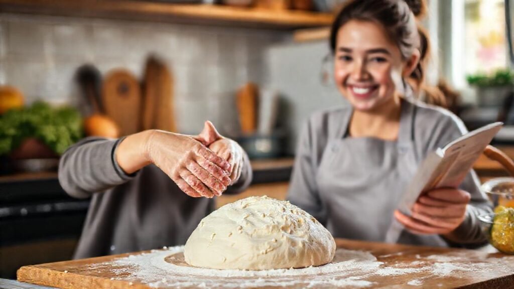 Preparando masa sin gluten con alegría