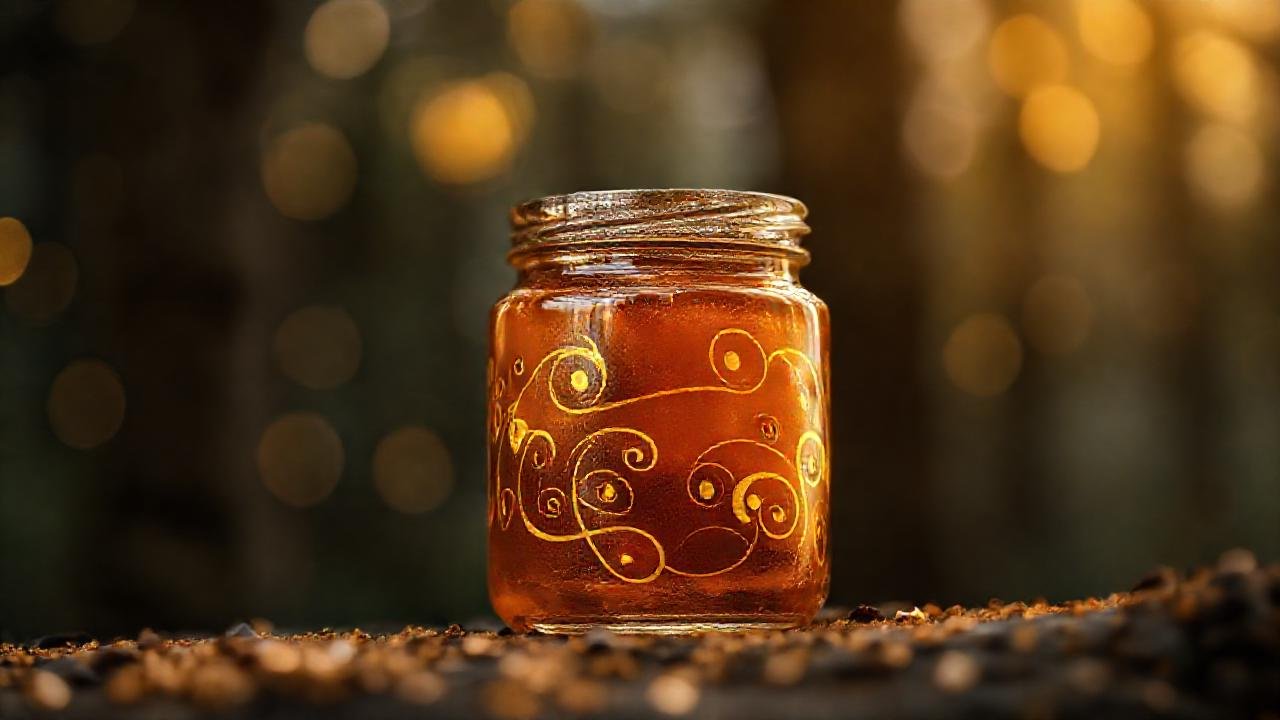 Miel trufa dorada, lujo visual intenso