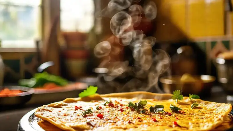 Una tortilla masala india deliciosa brilla