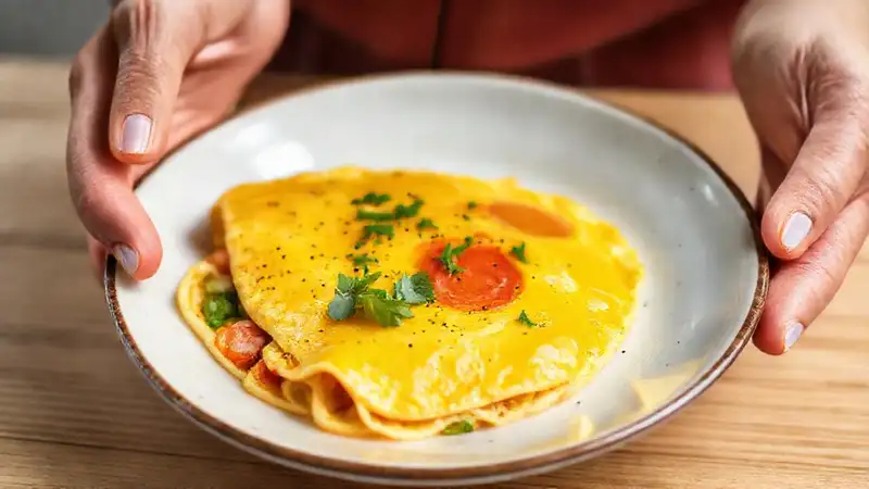 Una tortilla francesa saludable y colorida