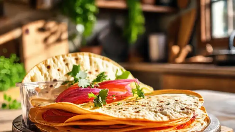 Tortillas frescas y coloridas en fotografía