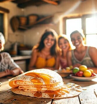 Familia feliz disfruta tortillas doradas